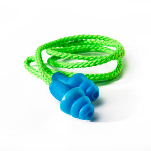 Dromex Blue MUSHROOM Re-Usable Earplug with green cord (SNR29)